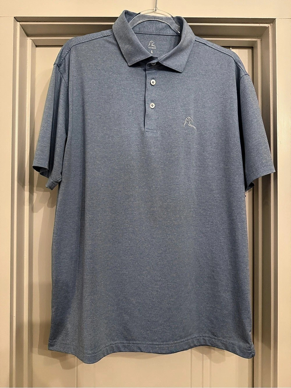 Rhoback Heather Performance Polo Men's Blue Large